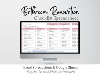 Checkliste für die Badezimmerrenovierung Google Sheets, Checkliste für den Badezimmerumbau Excel-Arbeitsblatt Planervorlage