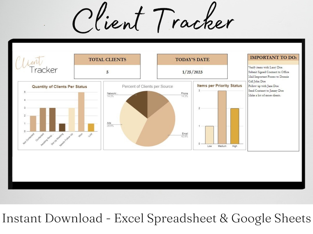 Client Tracker Small Business Template, Client Tracking Sheet, Client ...