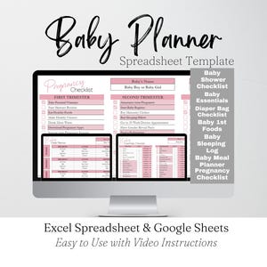 Baby Planner Template Bundle Google Sheets, Pregnancy Planner Spreadsheet, Baby Shower, Baby Sleep Planner, First Time Mom Gift, Baby Care