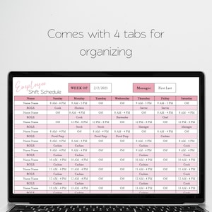 Mitarbeiter Stundenplan Template Google Sheets, Wochenplaner, Schichtplan, Arbeitsplaner Planer Personaleinsatzplaner Scheduling Template Excel Bild 6