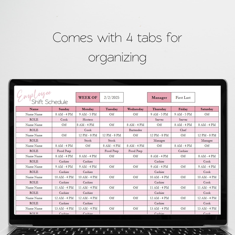 Mitarbeiter Stundenplan Template Google Sheets, Wochenplaner, Schichtplan, Arbeitsplaner Planer Personaleinsatzplaner Scheduling Template Excel Bild 6
