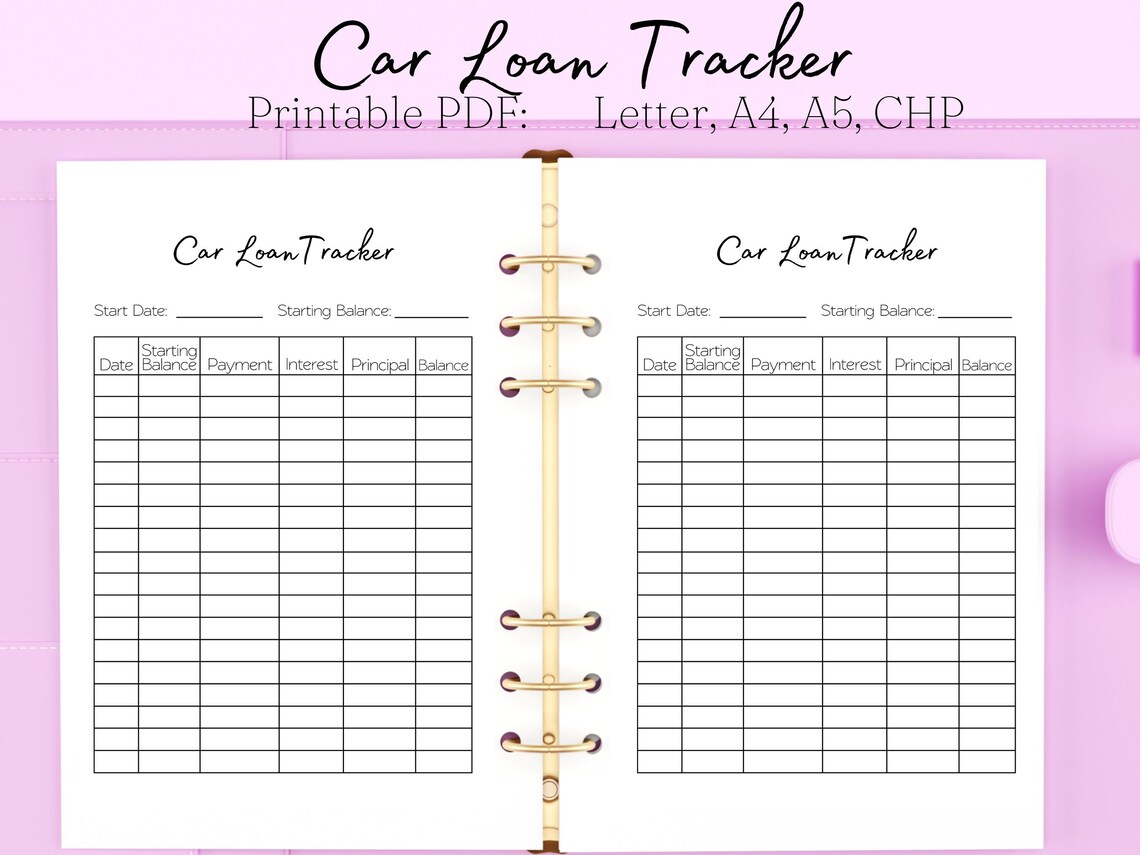 Car Loan Payment Tracker Car Loan Tracker Car Loan Payoff Etsy