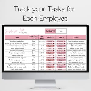 Employee Task Checklist, Excel To Do List Template, Daily Task Manager Google Sheet, Activity Tracker Digital Checklist Office Organizer image 2
