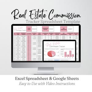 Real Estate Commission Tracker Google Sheets, Realtor Templates, Real Estate Agent Sales Tracker Spreadsheet Template, Commissions Income