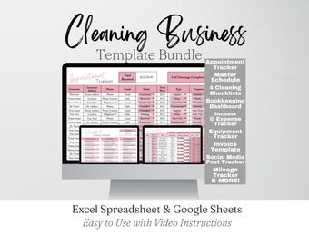 Cleaning Business Template Bundle Google Sheets, House Cleaning Tracker Spreadsheet, Housekeeper Business Planner, Maid Service Housekeeping