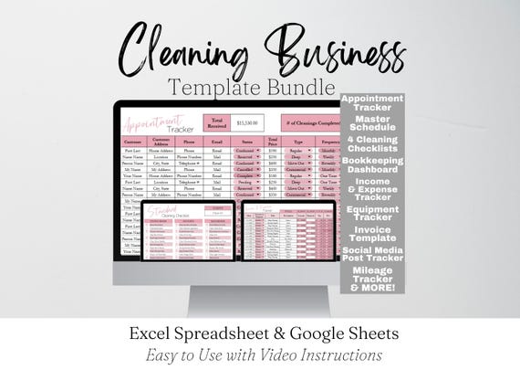 Cleaning Business Template Bundle Google Sheets, House Cleaning Tracker Spreadsheet, Housekeeper Business Planner, Maid Service Housekeeping