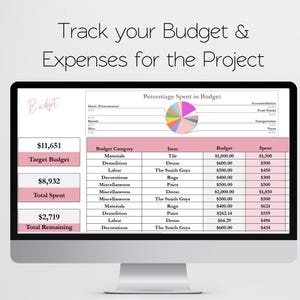 Foglio di calcolo Excel per la pianificazione della ristrutturazione della casa, miglioramento della casa, pianificazione del budget per la ristrutturazione della casa, pianificazione del progetto di interior design con Fogli Google immagine 8
