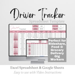 Fahrer-Tracker, Side Hustle Planer Google Sheet, Gig-Fahrertagebuch, Essenslieferfahrer, Meilenstein-Tracker, Fahrbuch, Gig Work Mitfahrbörse