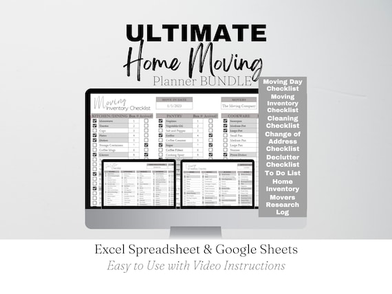 Moving Guide Bundle Moving Planner Google Sheets Bundle, Moving Template, Moving Packing List, Moving Planning Kit, Packing New Home Planner