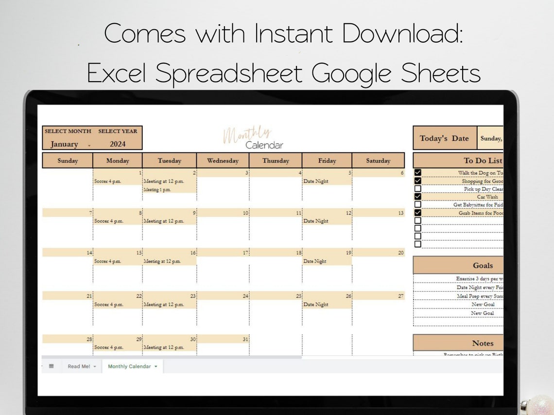 Calendar Excel Template Calendar Editable Calendar 2023 - Etsy
