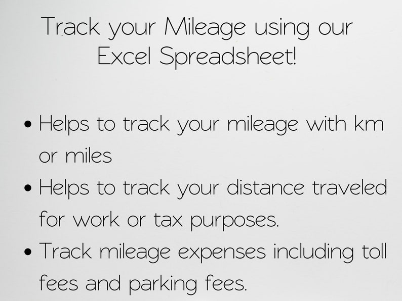 Mileage Log Template Excel Spreadsheet, Mileage Calculator, Mileage ...