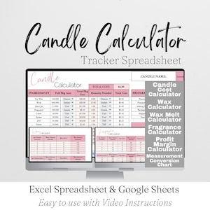 Plantilla de hoja de cálculo para calcular velas en Google Sheets, Calculadora de fragancias, Calculadora de cera, Fabricación de velas, Negocio de velas, Precios de velas