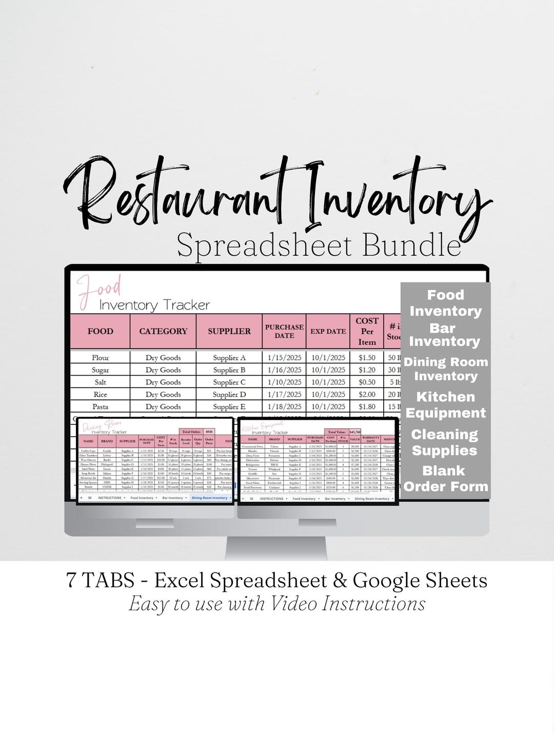 catering inventory checklist template in excel, google... Restaurant Inventory Tracker Template Google Sheets, Bar Inventory ...