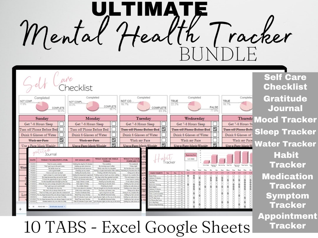 Mental Health Tracker Template Excel Spreadsheet Daily Self Care Mental Health Tracker Template Excel Spreadsheet Daily Self Care