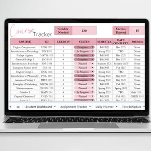 Student Planner Google Sheets, Academic Planner Spreadsheet, College ...