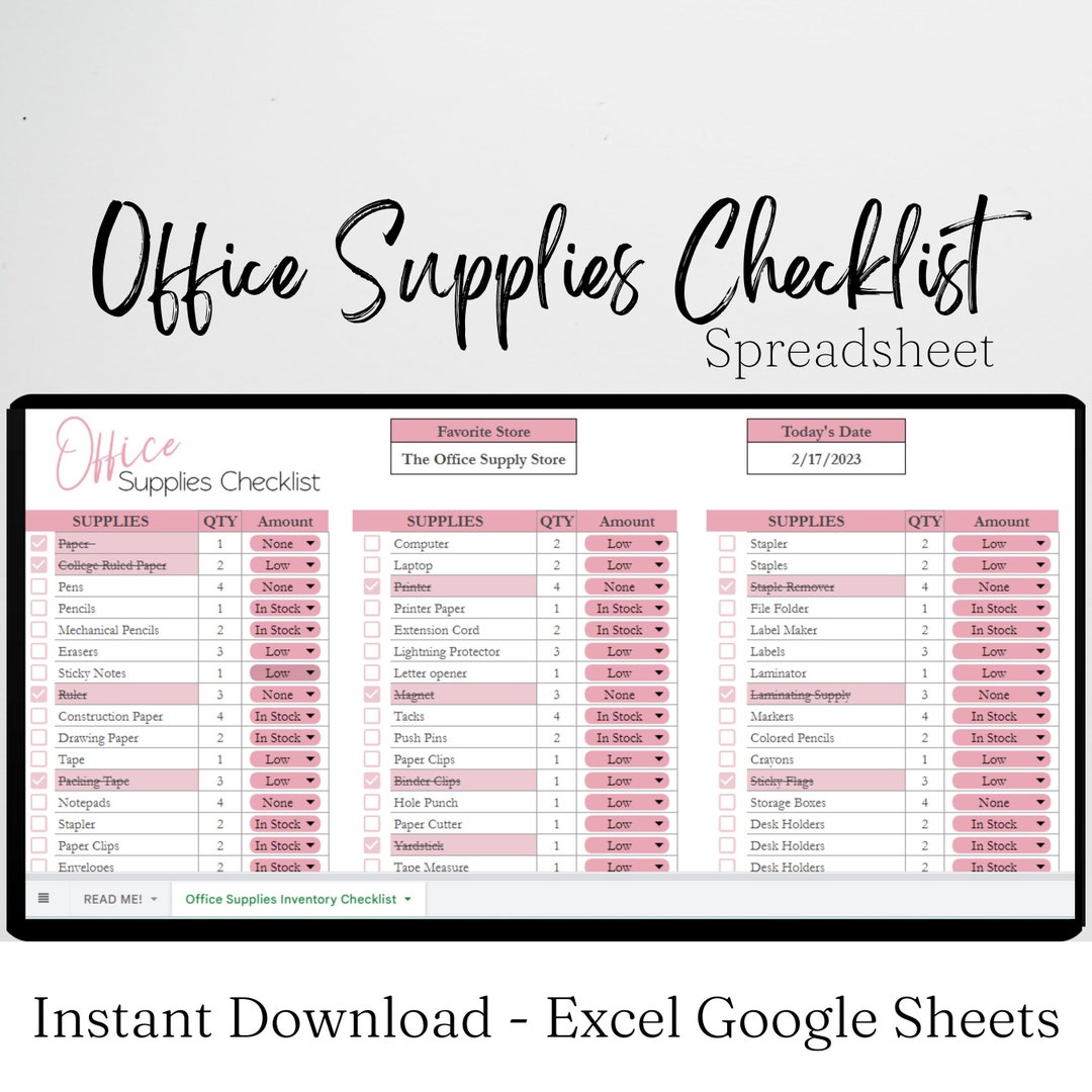 Office Supplies Checklist, Business Office Supplies Checklist Template Excel Spreadsheet Office Supply List Google Sheets, Home House - Etsy office-supplies-checklist-business-office-supplies-checklist-template-excel-spreadsheet-office-supply-list-google-sheets-home-house-etsy