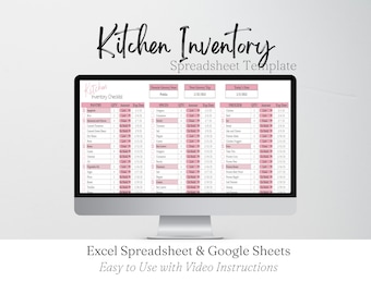 Kitchen Inventory Template, Pantry Inventory Spreadsheet List, Freezer Kitchen Supplies, Spice Refrigerator Food Checklist Google Sheet
