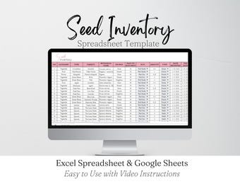 Seed Inventory Tracker, Garden Seeds Organization, Seed Starting, Seed Packets, Plant Seeds, Plants Excel Spreadsheet Google Sheets Editable