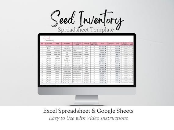 Seed Inventory Tracker, Garden Seeds Organization, Seed Starting, Seed Packets, Plant Seeds, Plants Excel Spreadsheet Google Sheets Editable