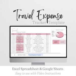 Travel Expense Tracker Google Sheets, Budget Planning, Trip Expenses, Business Travel Expense Log Template, Business Expense Report Excel
