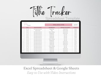 什一献金トラッカーExcelスプレッドシート、什一献金と献金の追跡、教会への寄付、寄付トラッカー、教会の献金リストGoogleスプレッドシート