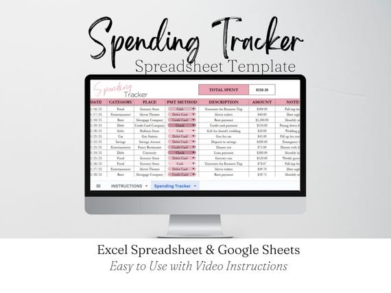 Spending Tracker Google Sheet, Spending Spreadsheet, Spending Log, Spending Sheet, Budgeting Tool, Money Tracker, Spend Tracker Purchase Log