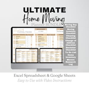 Moving Planner Google Sheet Bundle, Digital Moving Planner, Packing and Moving Checklist Excel Spreadsheet, Moving New Home, Packing List