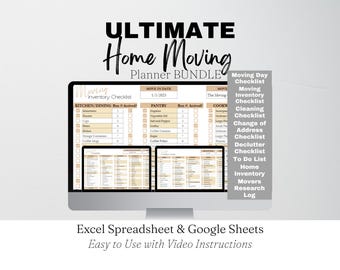 Moving Planner Google Sheet Bundle, Digital Moving Planner, Packing and Moving Checklist Excel Spreadsheet, Moving New Home, Packing List