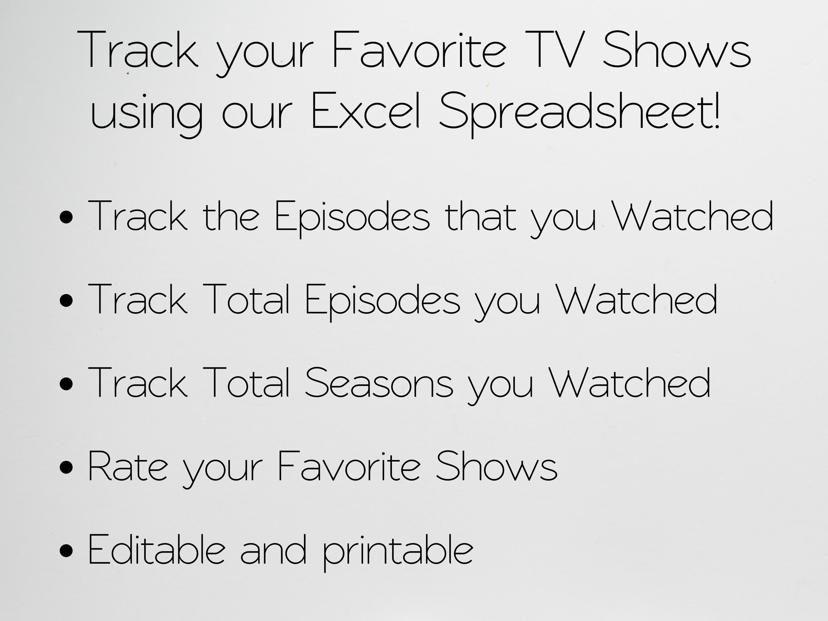 TV Show Tracker Excel Spreadsheet TV Shows Tracking Google Etsy