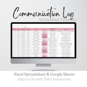 Communication Log Template, Phone Log, Email tracker, Parent Call Log, Phone Call Tracker, Parent Contact Log, Conversation Log, Work Log