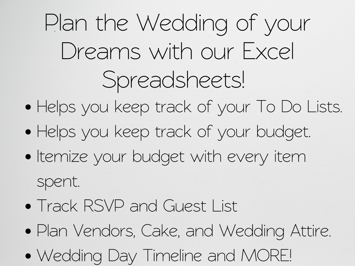 Excel Wedding Planner Google Sheets Wedding Planner Template - Etsy