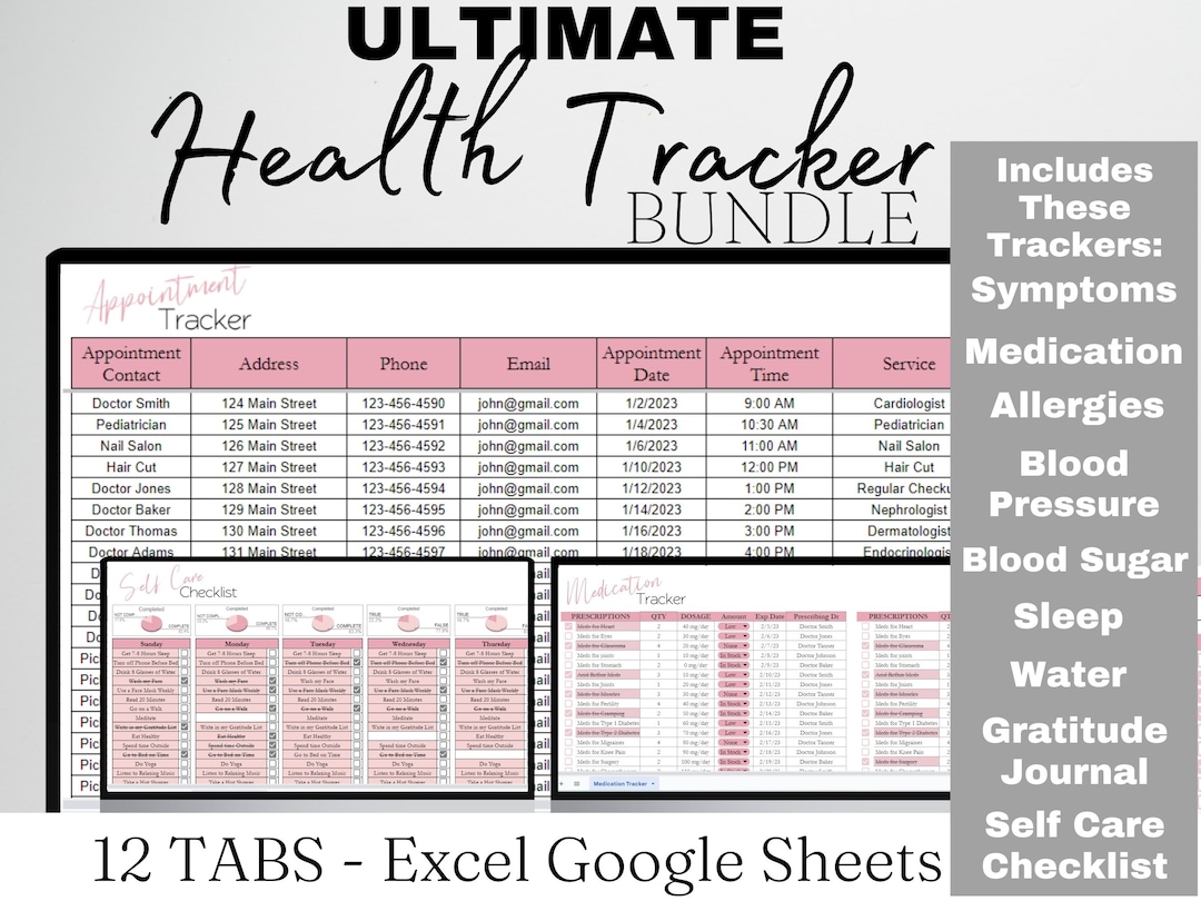 Health Tracker Template Excel Spreadsheet Health Planner Google Sheets Health Tracker Template Excel Spreadsheet Health Planner Google Sheets