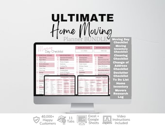 Moving Planner Checklist Bundle, Moving Template, Moving Planning, New Home Moving Day Moving Guide Excel Spreadsheet Template Google Sheets