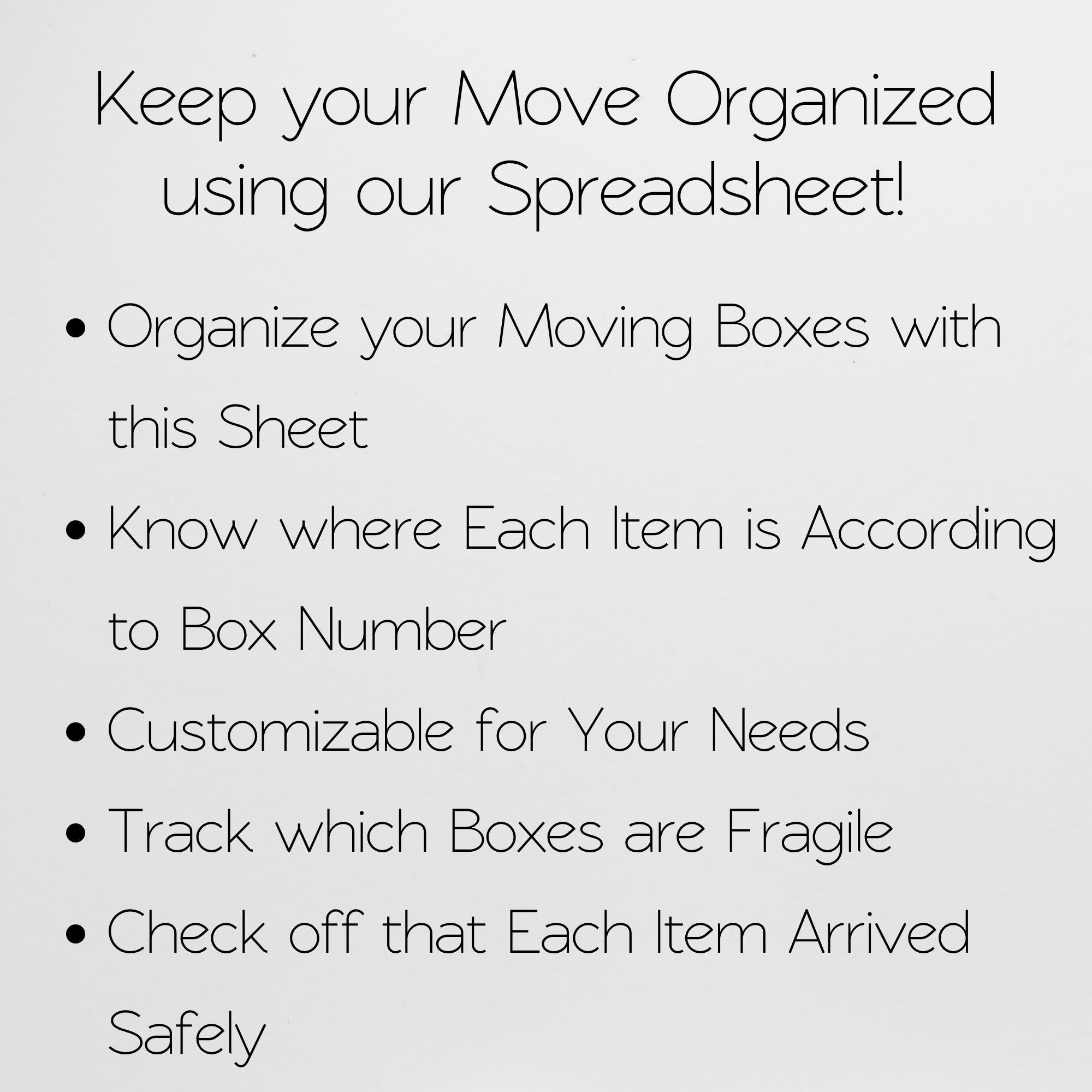 Moving Inventory Spreadsheet | Packing Inventory Tracker | Moving Box ...
