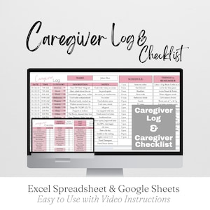 Caregiver Log Template, Caregiver Checklist, Medication Log, Elder Care, Home Health Aide, Caregiver Daily Log Senior Care Editable Journal