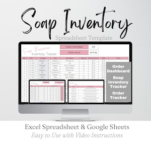 Soap Business Template, Inventory Template, Business Inventory Tracker, Soap Making Google Sheets, Inventory Management, Inventory Sheet