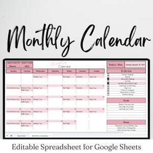 Monthly Calendar Google Sheet, Monthly Calendar Template, Calendar Template, Calendar Google Doc, Monthly Schedule, Calendar Template