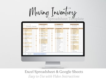Moving Inventory List Excel Spreadsheet, Moving Planner Google Sheets, Home Moving Planner, Home Moving Template, Relocation Planner Sheet