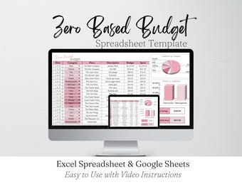 Budget base zéro, feuille de calcul Excel, modèle de budget Google Sheets, finances personnelles, modèle de budgétisation, budget familial, outil de suivi facile à utiliser