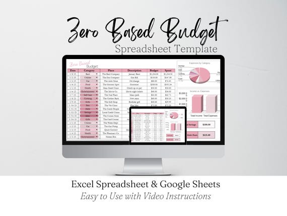Zero Based Budget Excel Spreadsheet, Google Sheets Budget Template, Personal Finance, Budgeting Template, Family Budget, Easy to Use Tracker
