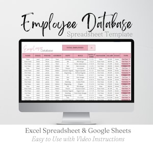 Modèle de base de données d'employés, feuilles Google, feuille de calcul Excel pour l'annuaire des employés, annuaire du personnel des ressources humaines, gestion d'équipe, modèles RH