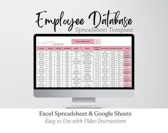 Modello di database dei dipendenti per Google Fogli, foglio di calcolo Excel per la directory dei dipendenti, modelli di gestione del team per la directory del personale delle risorse umane