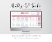 Monthly Bill Tracker Excel Spreadsheet, Bill Spreadsheet, Bill Payment Tracker Google Sheets, Digital Bill Template, Monthly Bills Templates