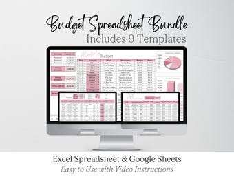 Budget Planner Digital Bundle, Ultimate Budget Google Sheet Template, Excel Spreadsheet Money Tracker Bill Income Expenses Savings Budgeting