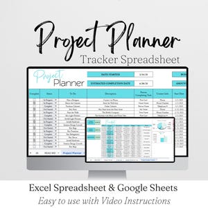 Project Management, Productivity Planner Project Tracker Business Planner Template, Digital Editable Template Excel Spreadsheet Google Sheet