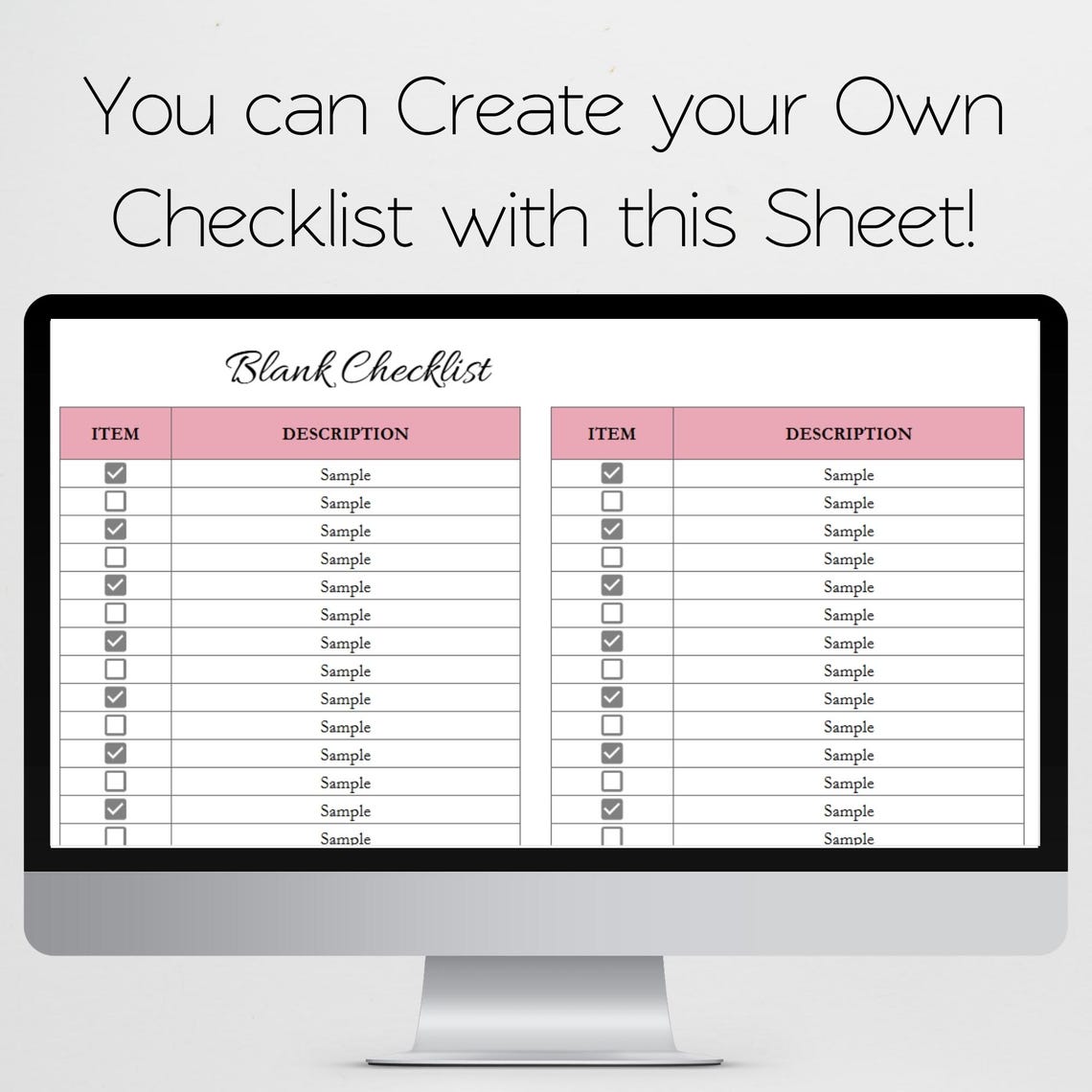 Blank Checklist Template - Customizable Generic Google Sheets ...