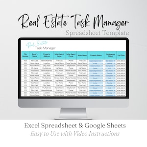 Real Estate Transaction Tracker, Realtor Checklist, Realtor Tracker, Realtor Transaction Checklist, Real Estate Excel Templates Google Sheet