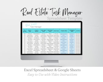 Real Estate Transaction Tracker, Realtor Checklist, Realtor Tracker, Realtor Transaction Checklist, Real Estate Excel Templates Google Sheet