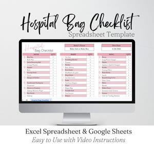 Hospital Bag Checklist for Labor and Delivery Google Sheets, New Mom Baby, Maternity Hospital Bag Essentials, Birth Bag Packing List Planner