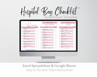 Hospital Bag Checklist for Labor and Delivery Google Sheets, New Mom Baby, Maternity Hospital Bag Essentials, Birth Bag Packing List Planner